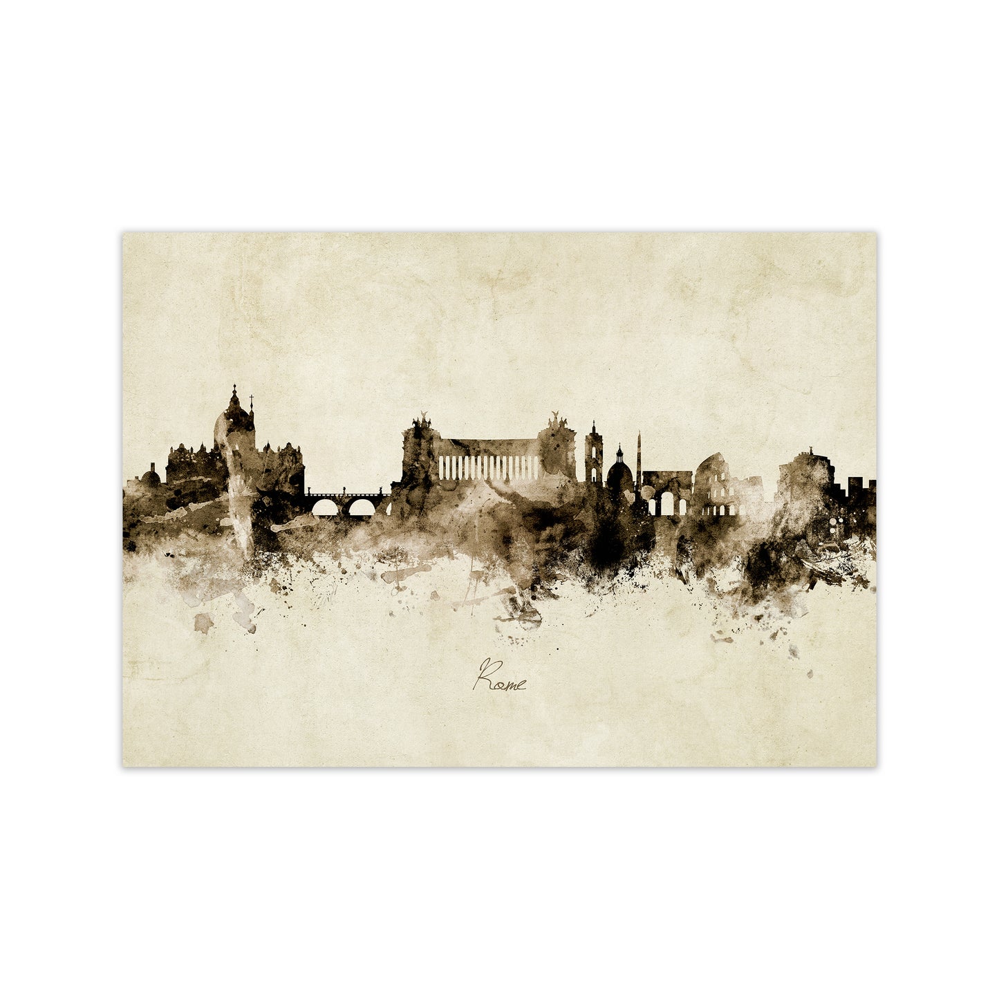 Rome Italy Skyline Vintage Art Print by Michael Tompsett Print Only
