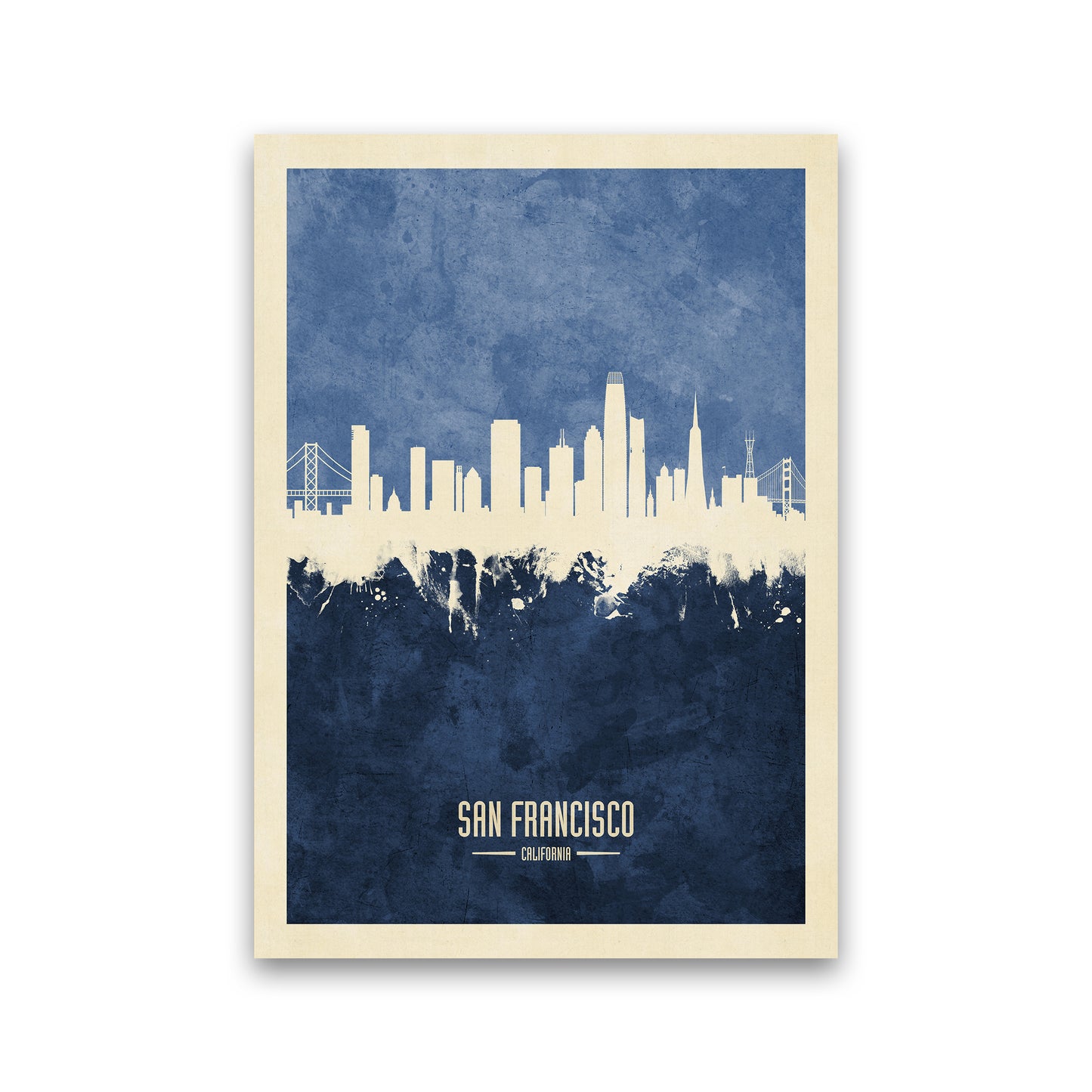 San Francisco California Skyline Portrait Navy Art Print by Michael Tompsett Print Only