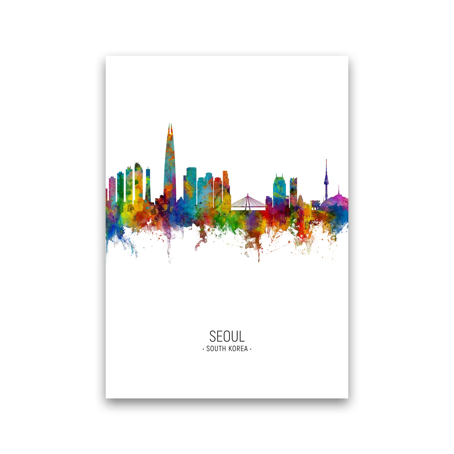 Seoul South Korea Skyline Portrait Art Print by Michael Tompsett Print Only