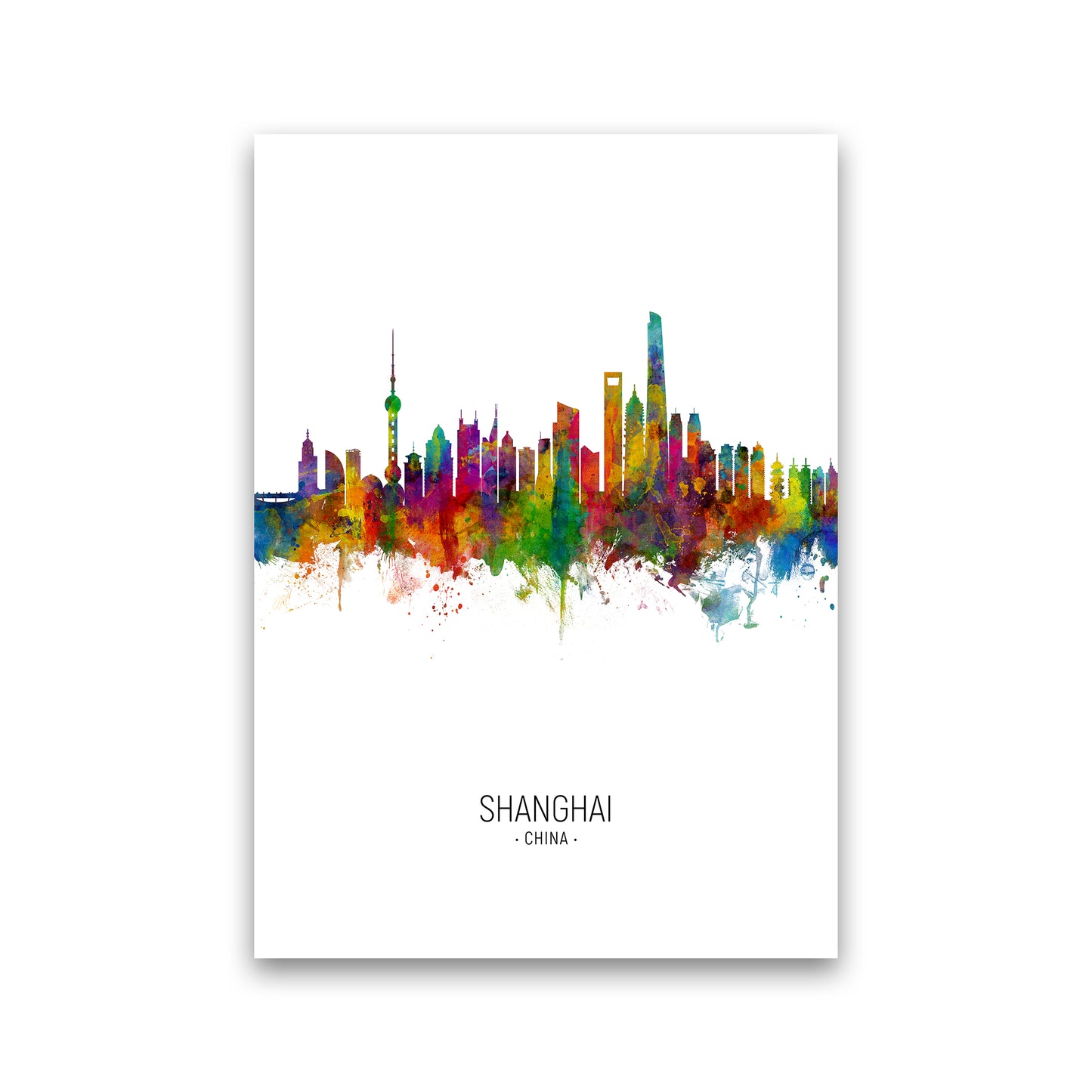 Shanghai China Skyline Portrait Art Print by Michael Tompsett Print Only