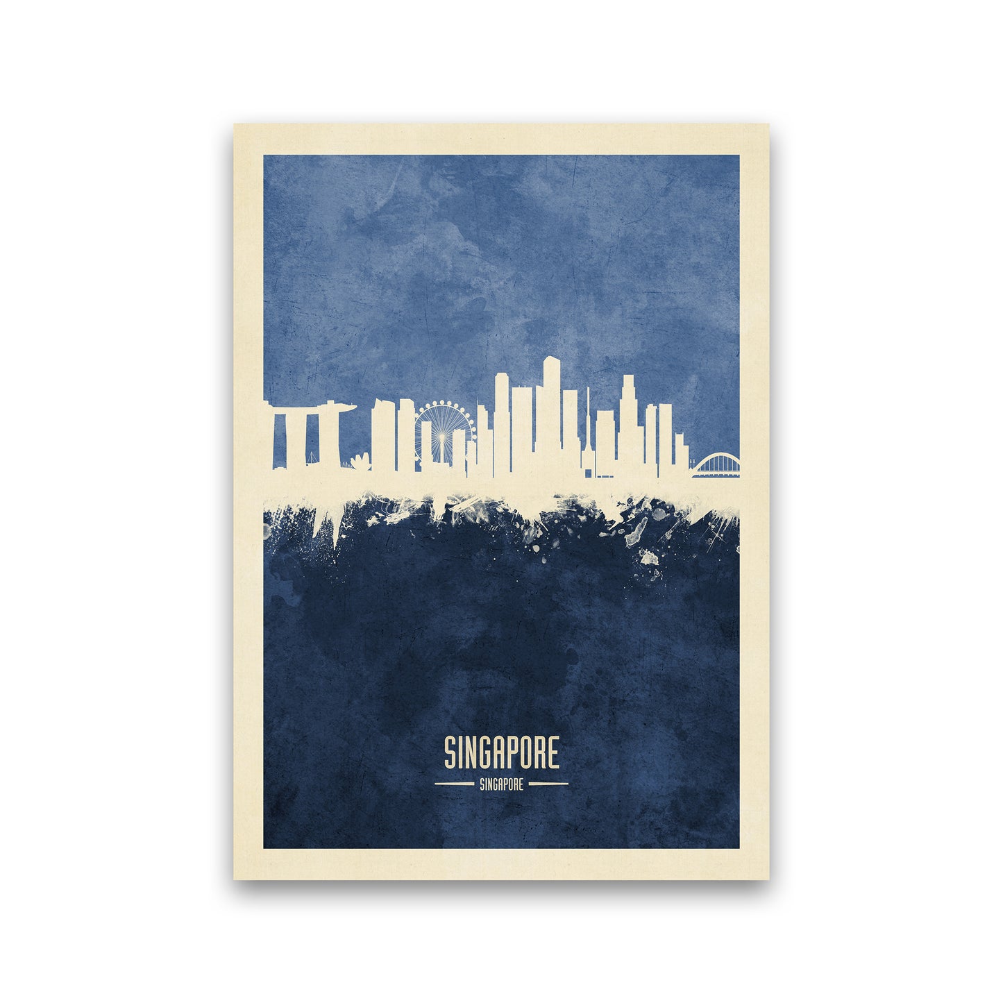 Singapore Singapore Skyline Portrait Navy Art Print by Michael Tompsett Print Only