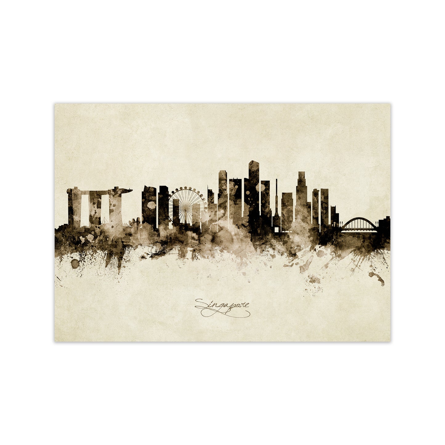 Singapore Singapore Skyline Vintage Art Print by Michael Tompsett Print Only