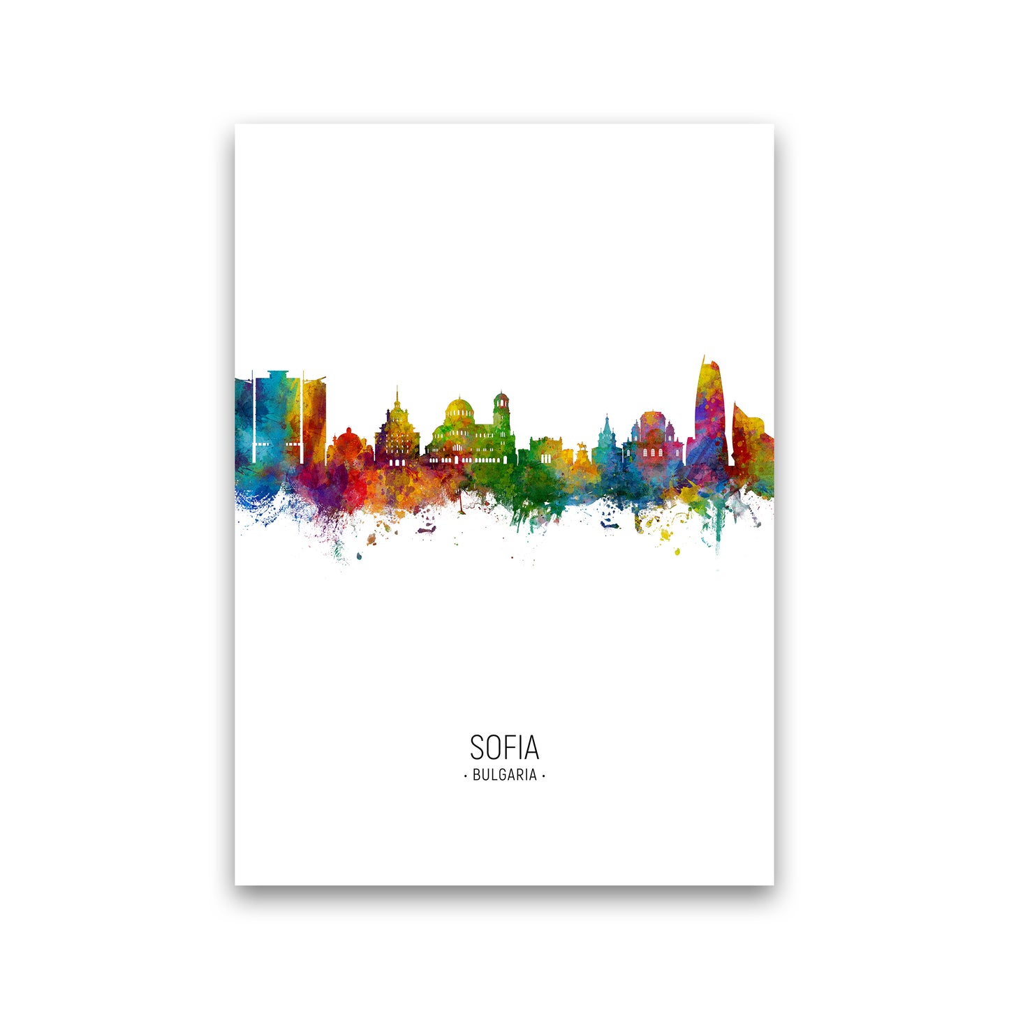 Sofia Bulgaria Skyline Portrait Art Print by Michael Tompsett Print Only