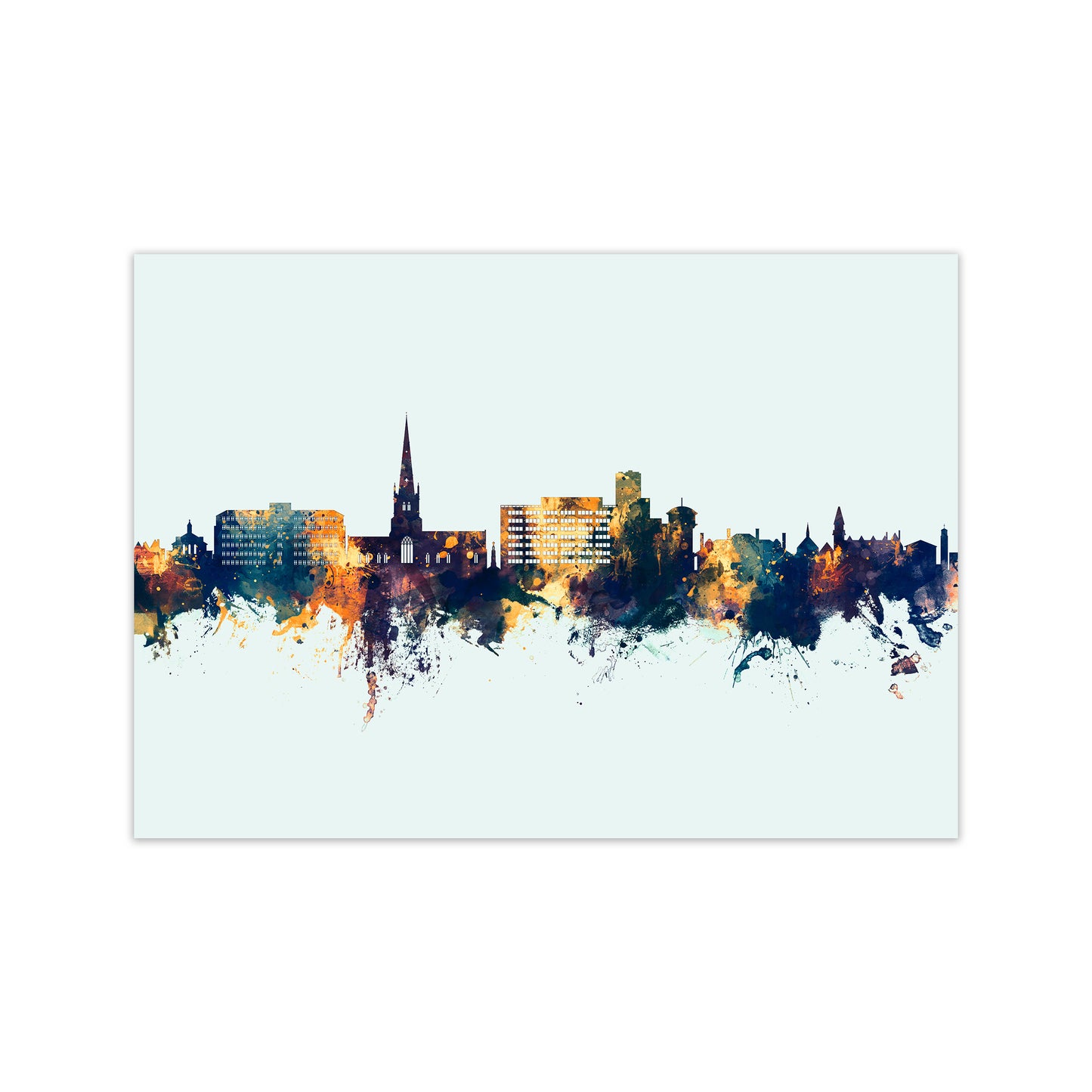 Solihull England Skyline Blue Orange Art Print by Michael Tompsett Print Only