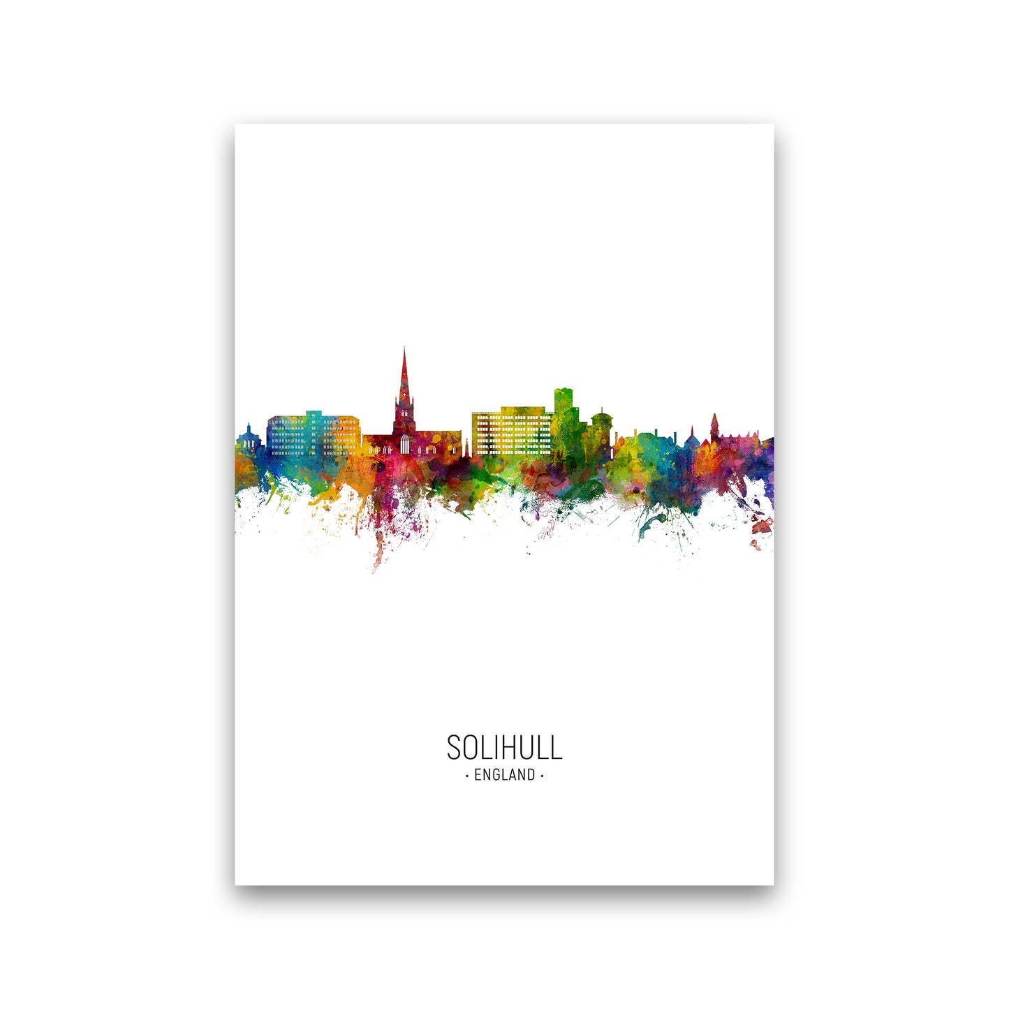 Solihull England Skyline Portrait Art Print by Michael Tompsett Print Only