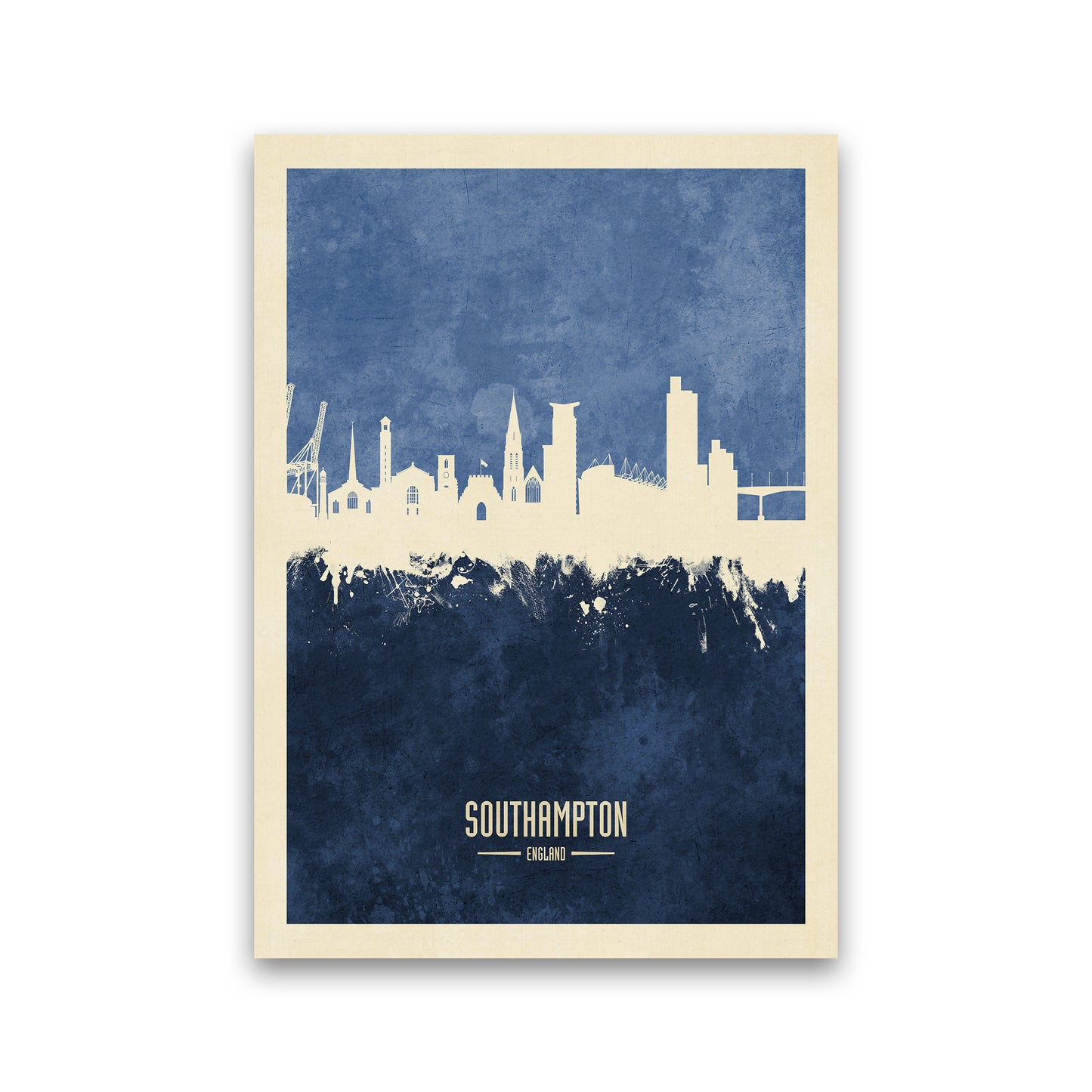 Southampton England Skyline Portrait Navy Art Print by Michael Tompsett Print Only