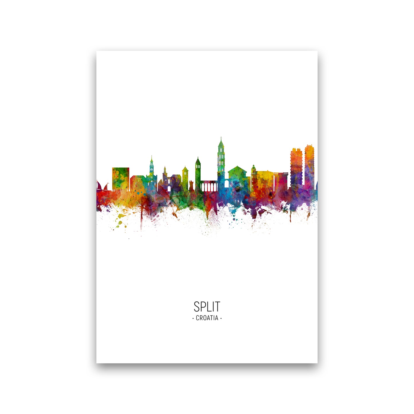 Split Croatia Skyline Portrait Art Print by Michael Tompsett Print Only