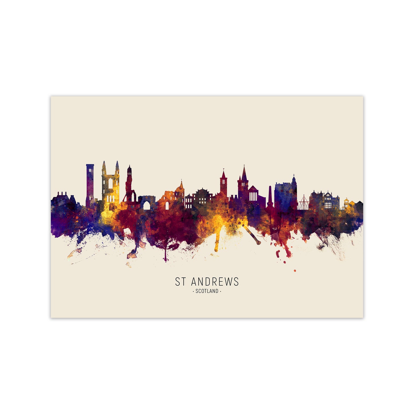 St Andrews Scotland Skyline Autumn City Name Art Print by Michael Tompsett Print Only