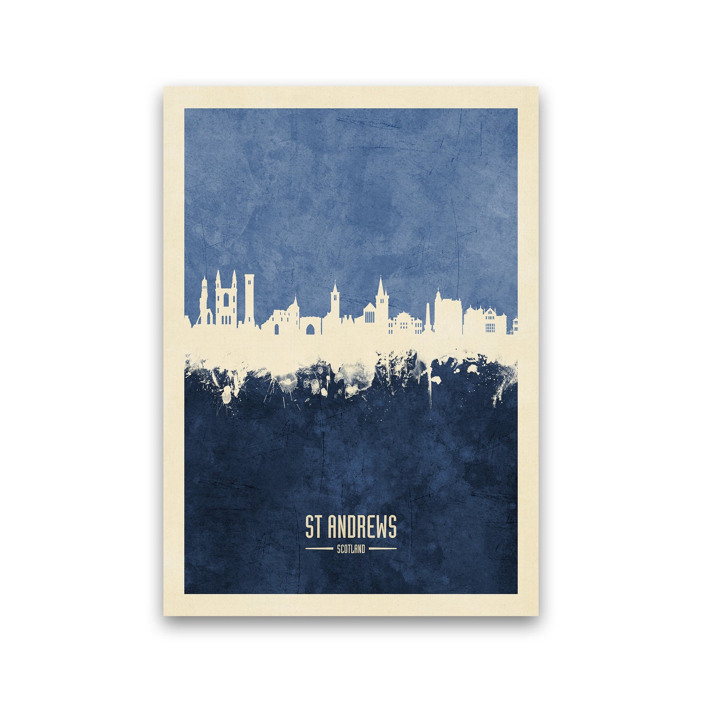 St Andrews Scotland Skyline Portrait Navy Art Print by Michael Tompsett Print Only
