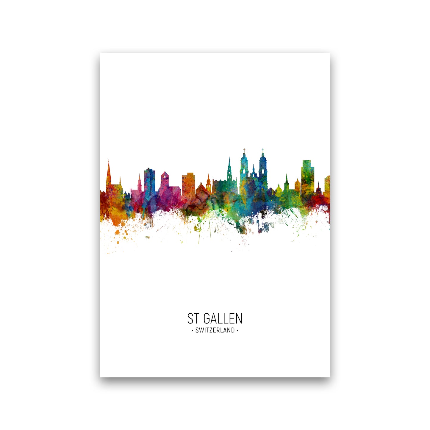 St Gallen Switzerland Skyline Portrait Art Print by Michael Tompsett Print Only