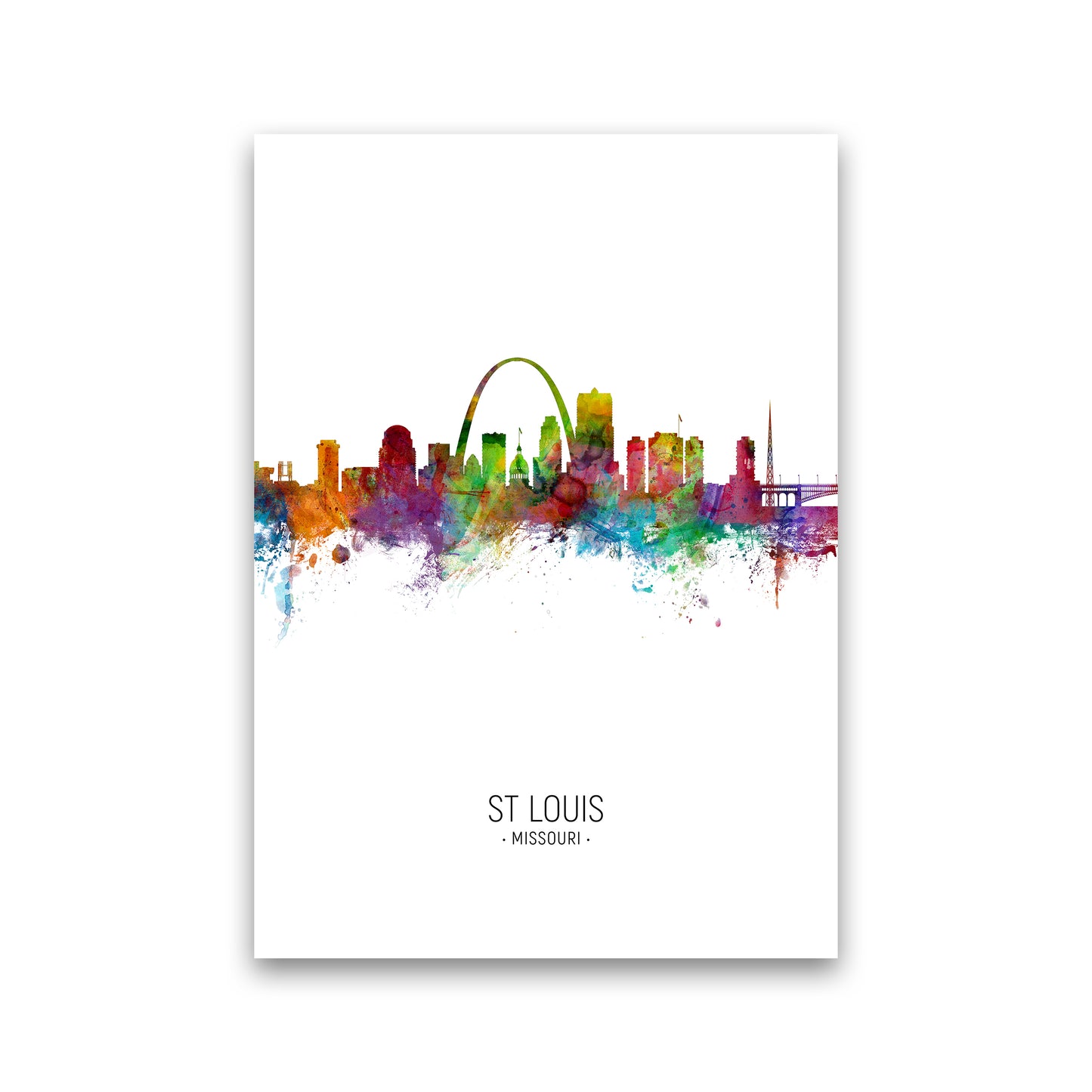 St Louis Missouri Skyline Portrait Art Print by Michael Tompsett Print Only