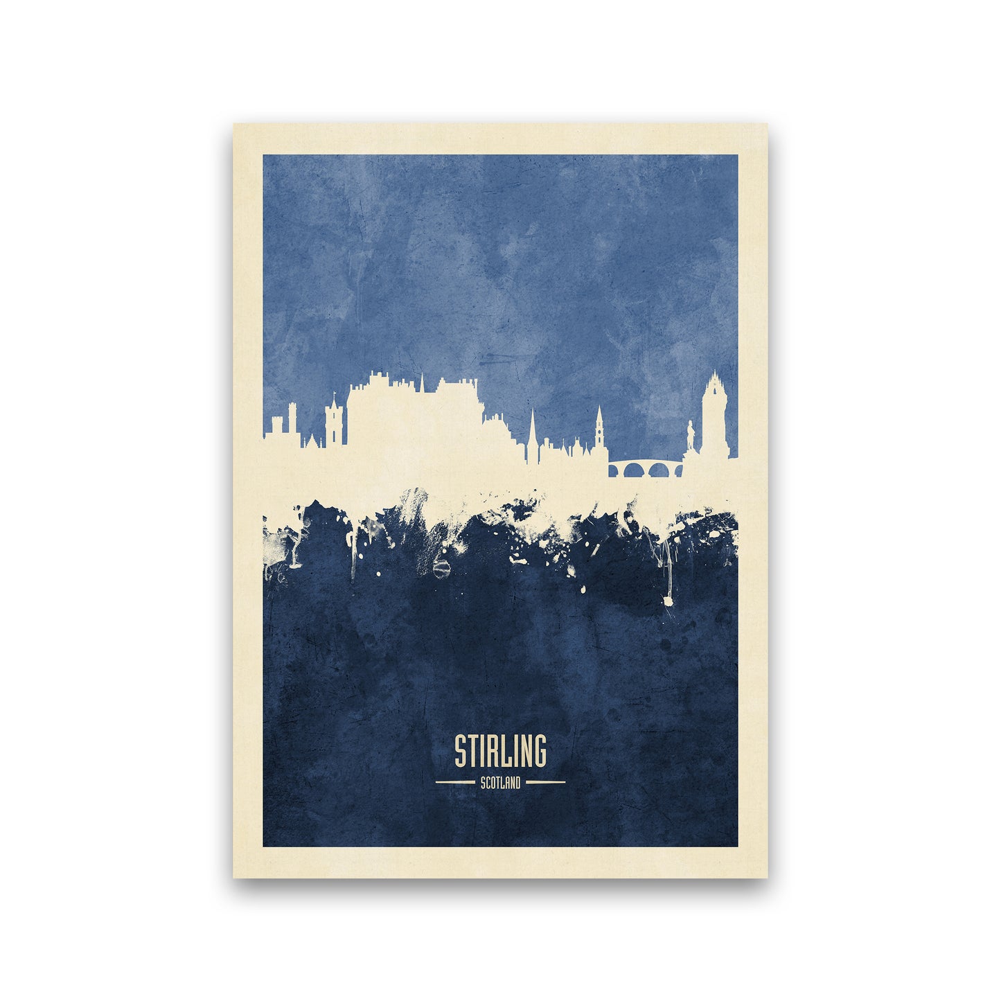 Stirling Scotland Skyline Portrait Navy Art Print by Michael Tompsett Print Only