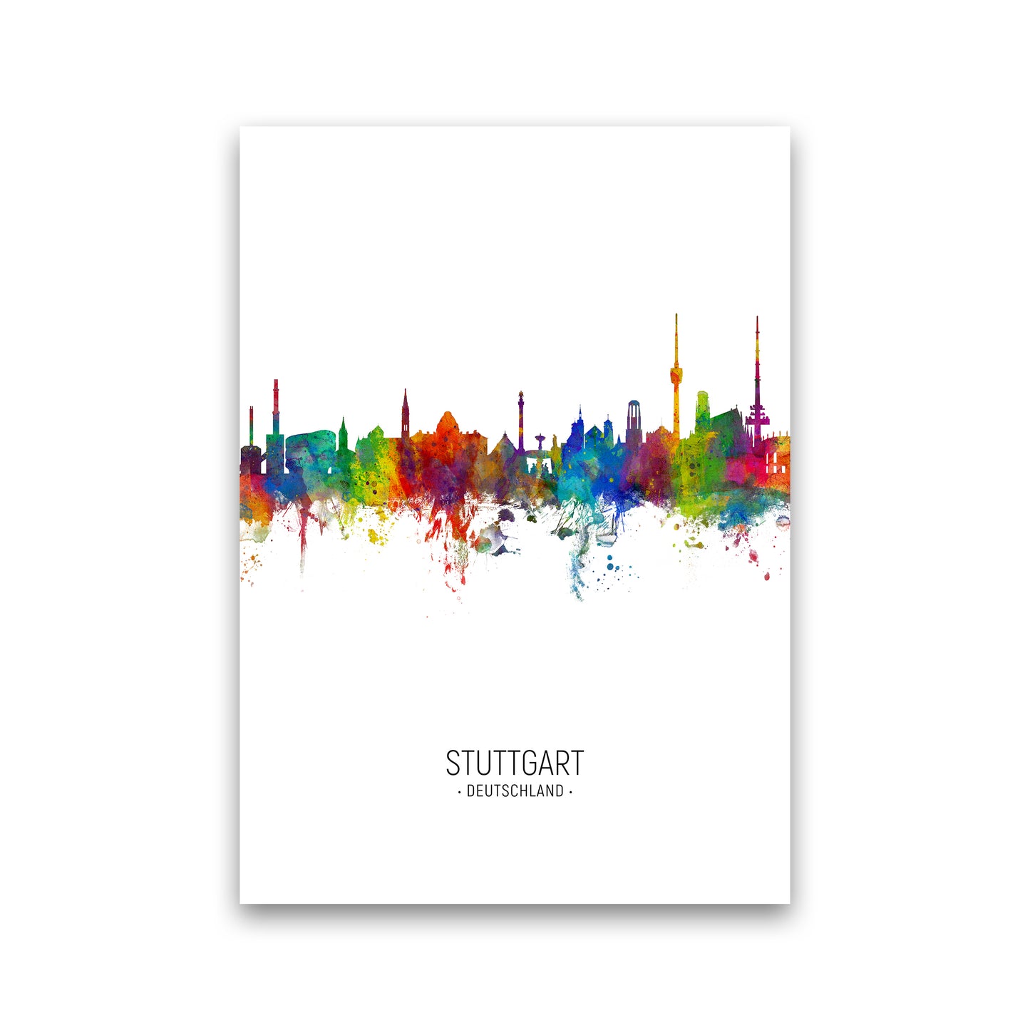 Stuttgart Germany Skyline Portrait Art Print by Michael Tompsett Print Only