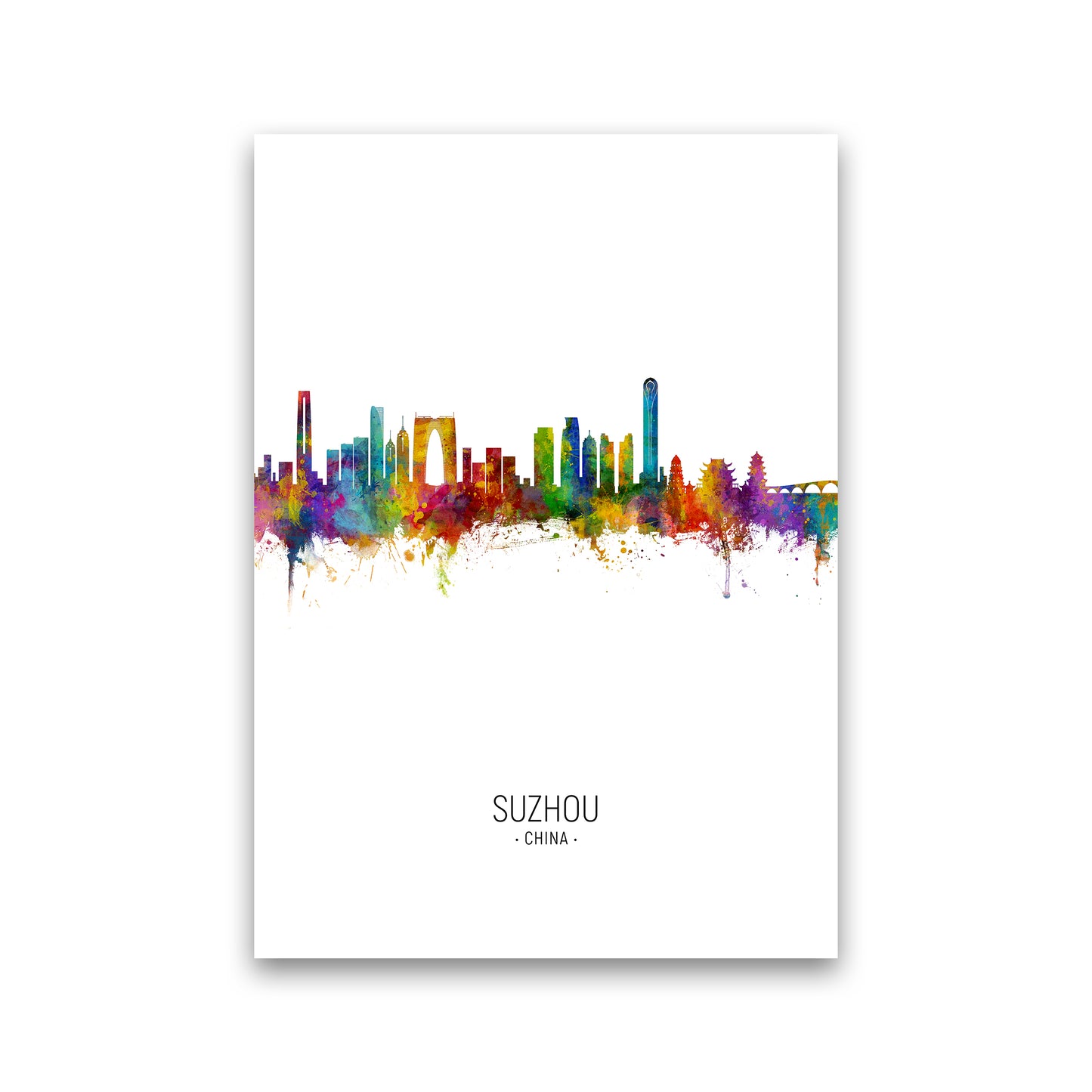 Suzhou China Skyline Portrait Art Print by Michael Tompsett Print Only