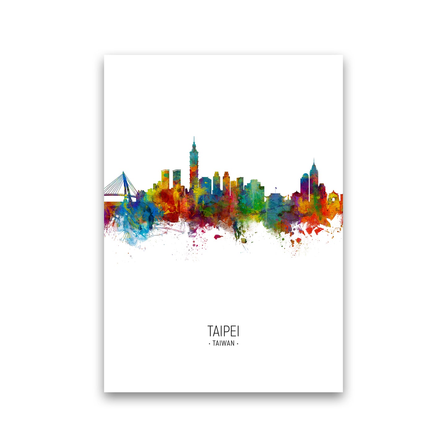 Taipei Taiwan Skyline Portrait Art Print by Michael Tompsett Print Only
