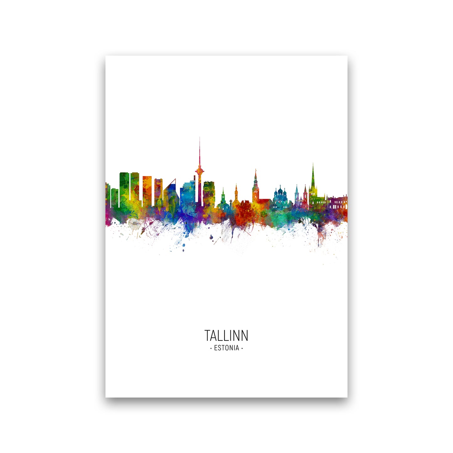 Tallinn Estonia Skyline Portrait Art Print by Michael Tompsett Print Only