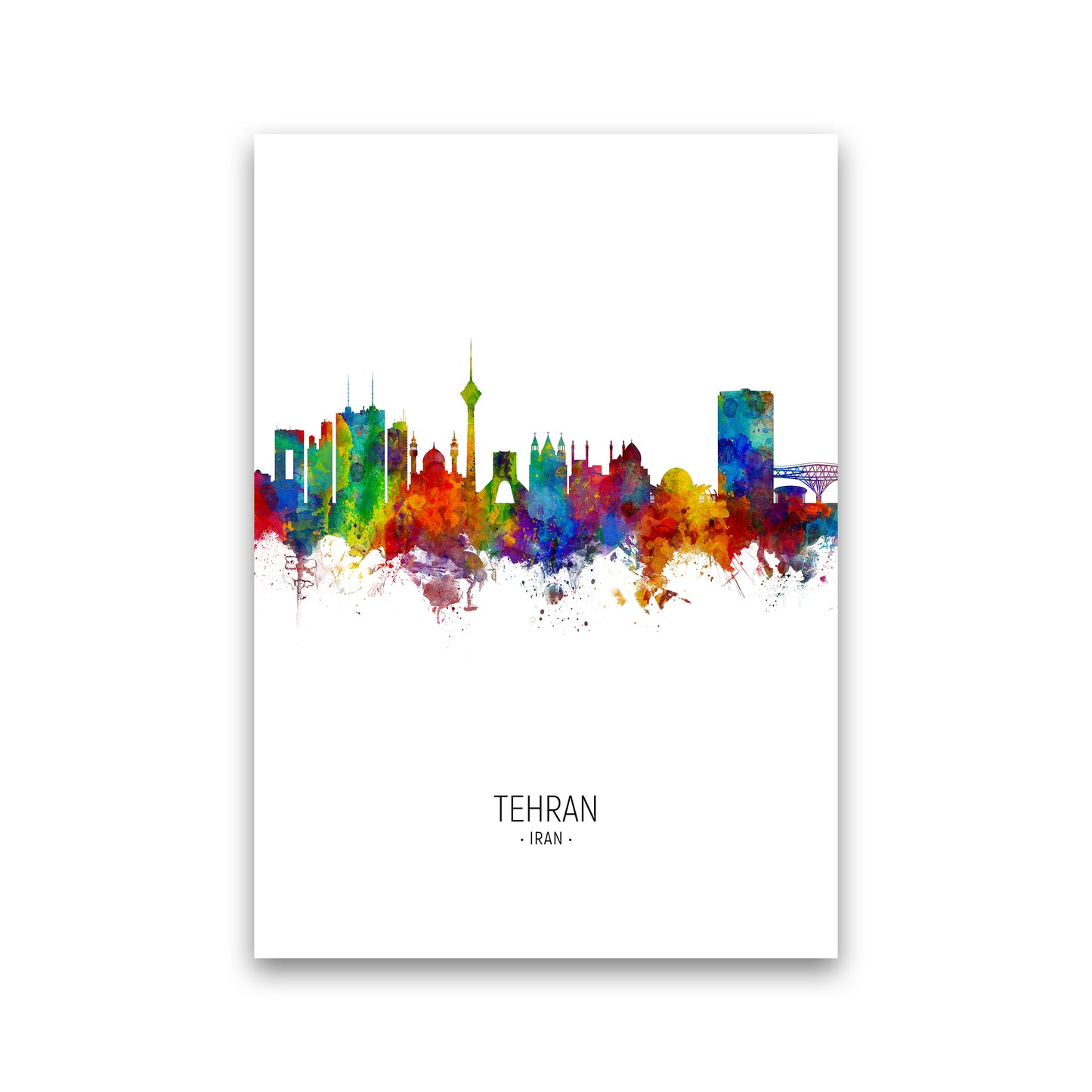 Tehran Iran Skyline Portrait Art Print by Michael Tompsett Print Only