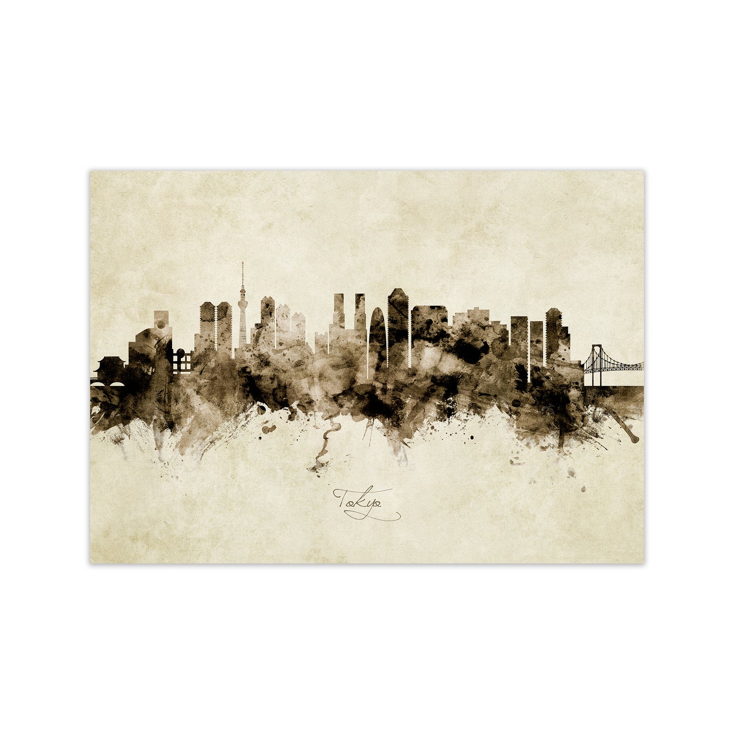 Tokyo Japan Skyline Vintage Art Print by Michael Tompsett Print Only