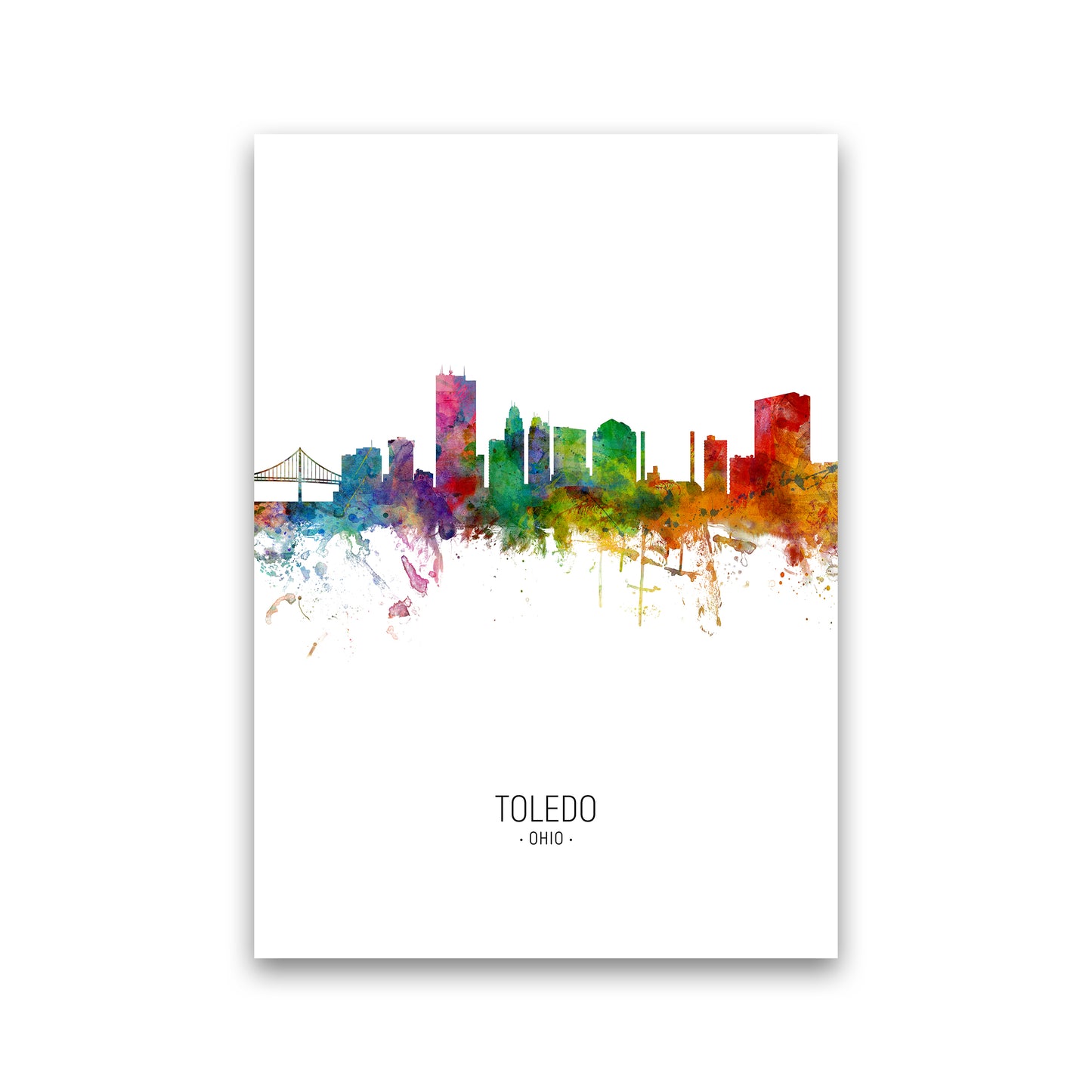 Toledo Ohio Skyline Portrait Art Print by Michael Tompsett Print Only