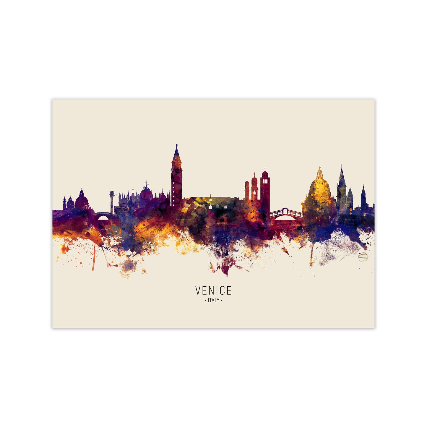 Venice Italy Skyline Autumn City Name Art Print by Michael Tompsett Print Only