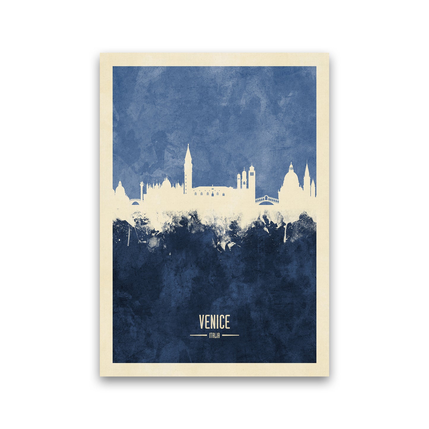 Venice Italy Skyline Portrait Navy Art Print by Michael Tompsett Print Only