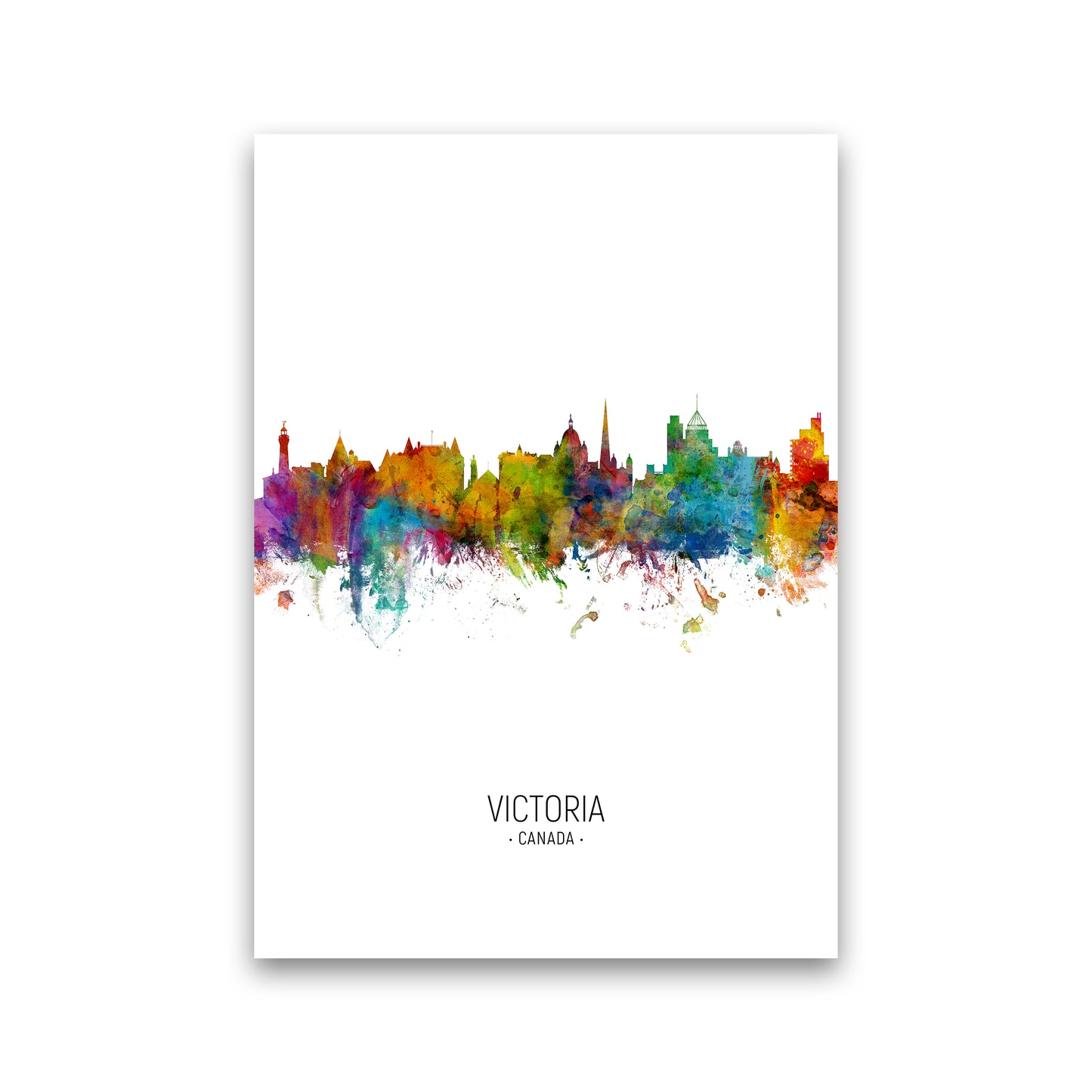 Victoria Canada Skyline Portrait Art Print by Michael Tompsett Print Only