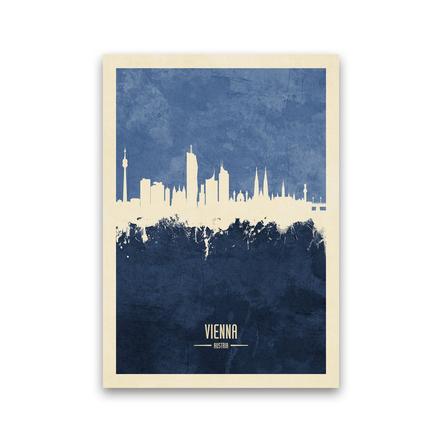 Vienna Austria Skyline Portrait Navy Art Print by Michael Tompsett Print Only