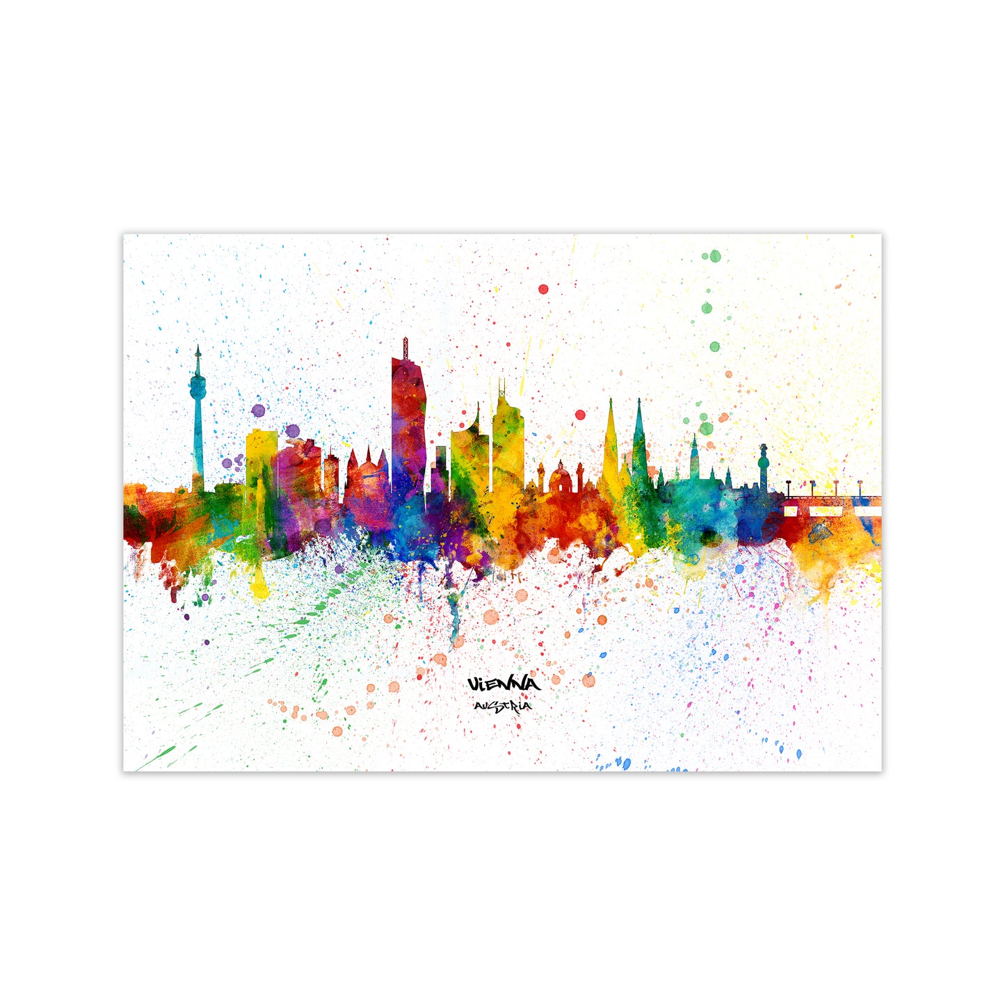 Vienna Austria Skyline Splash Art Print by Michael Tompsett Print Only