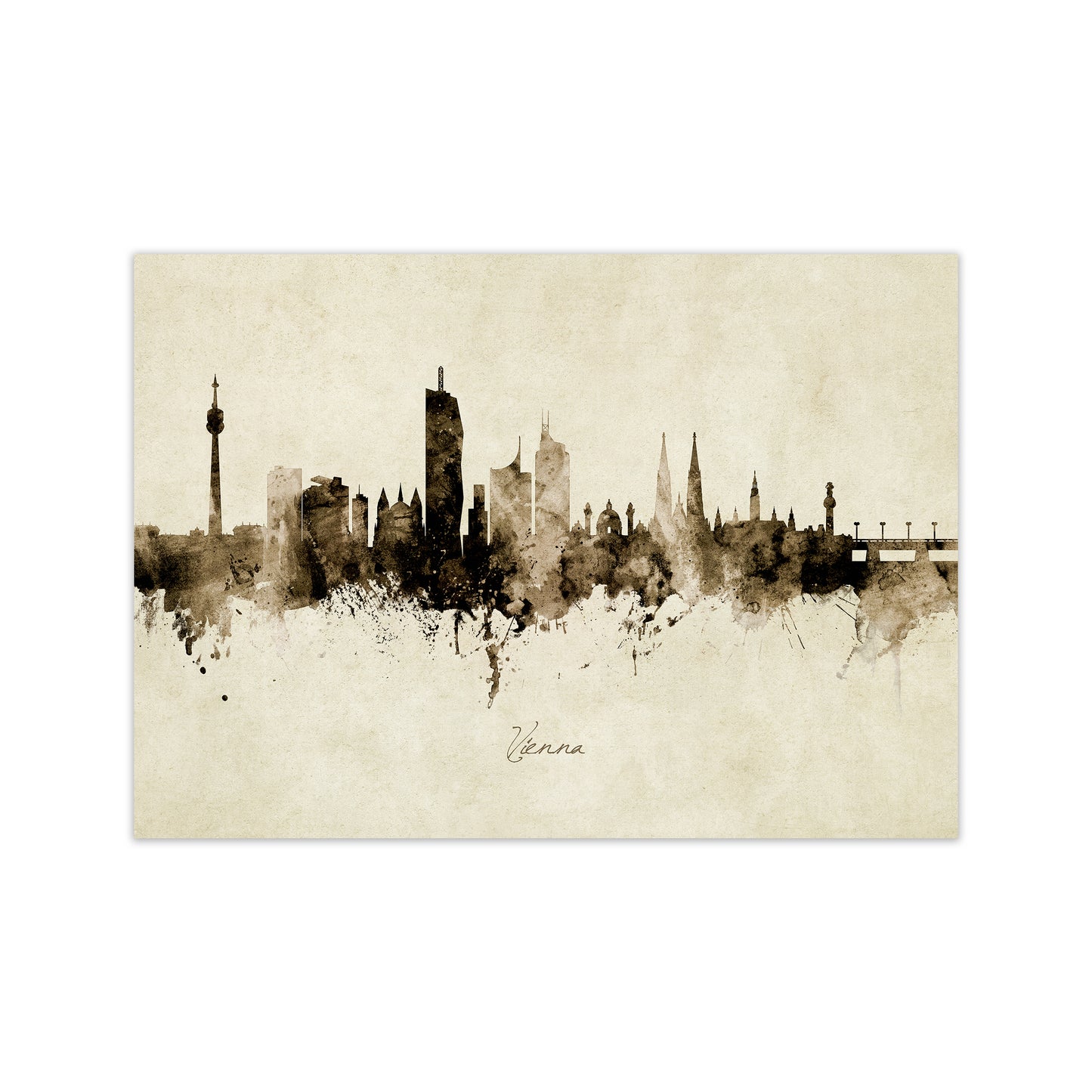 Vienna Austria Skyline Vintage Art Print by Michael Tompsett Print Only