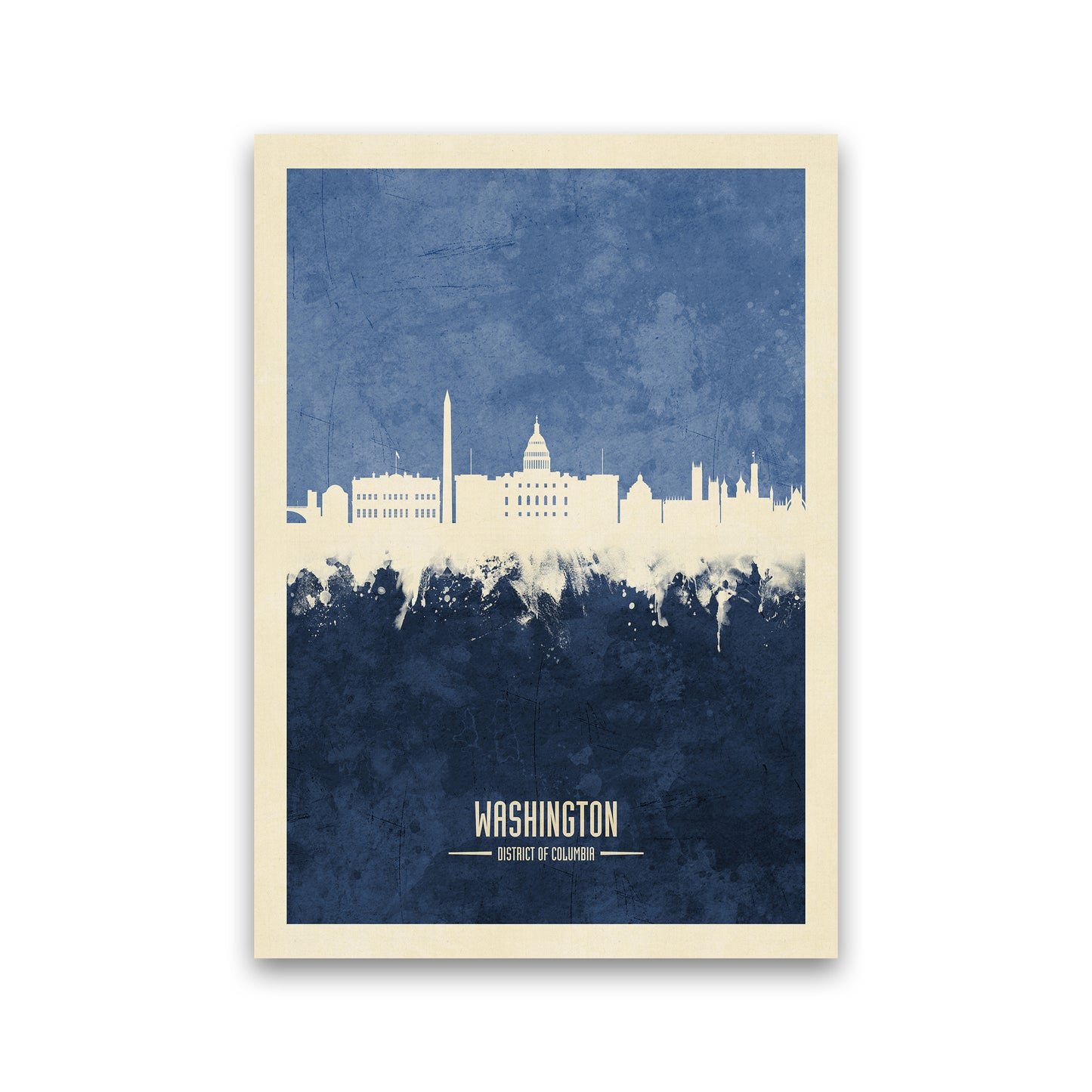 Washington Dc Skyline Portrait Navy Art Print by Michael Tompsett Print Only