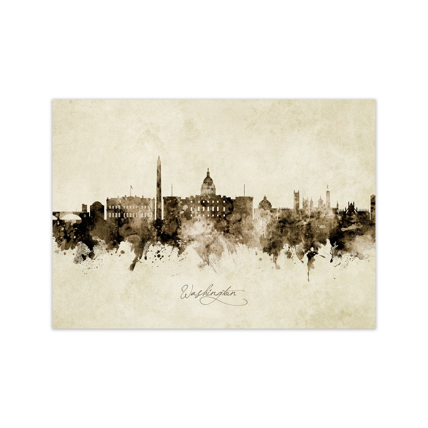 Washington Dc Skyline Vintage Art Print by Michael Tompsett Print Only