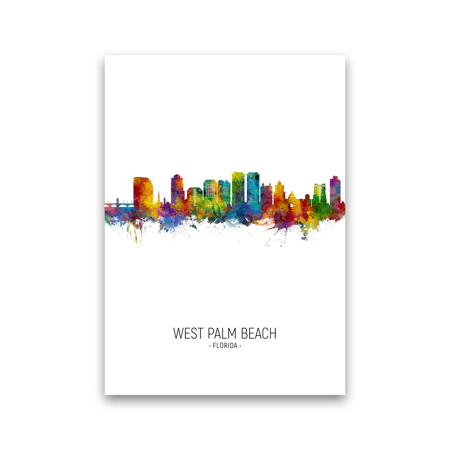 West Palm Beach Florida Skyline Portrait Art Print by Michael Tompsett Print Only