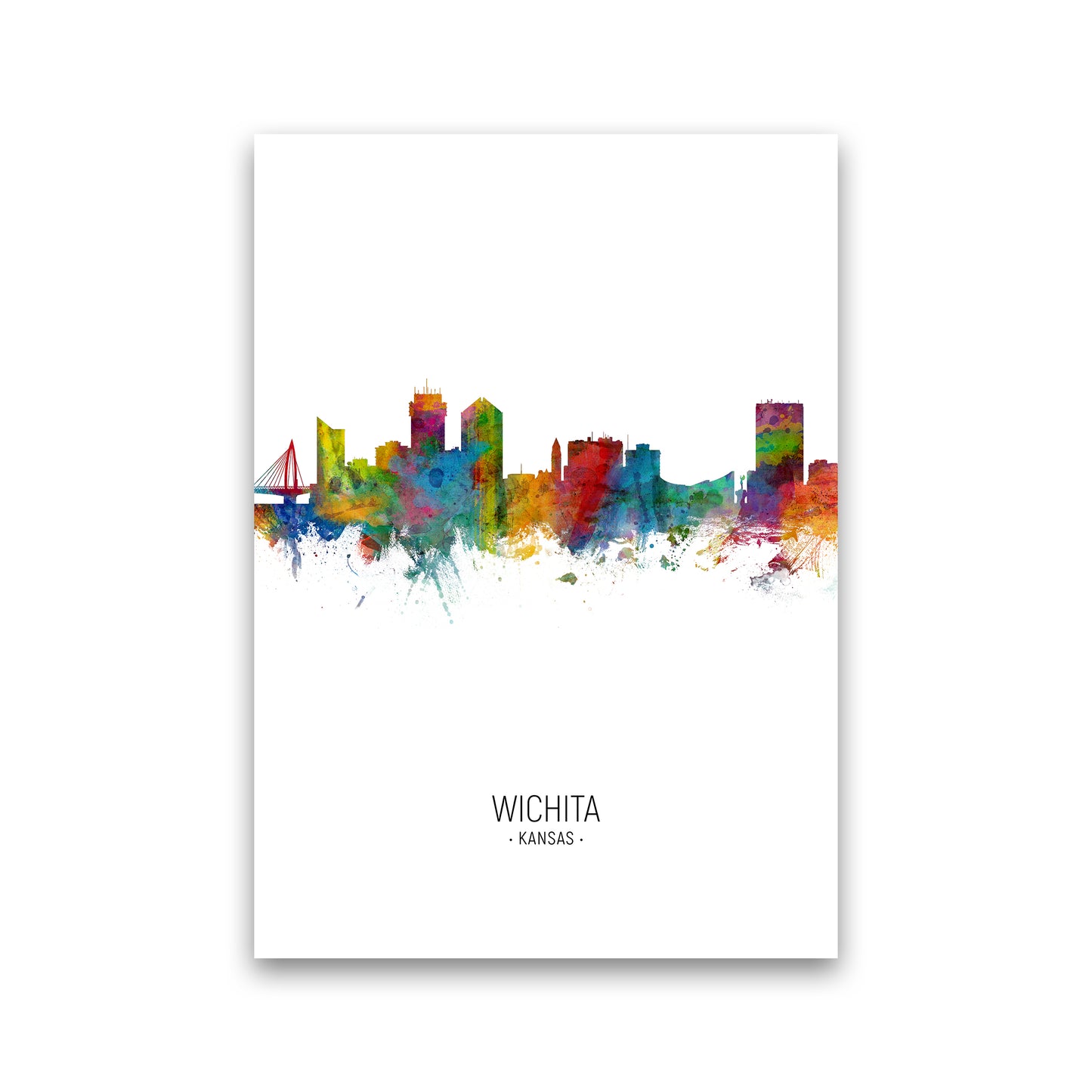 Wichita Kansas Skyline Portrait Art Print by Michael Tompsett Print Only