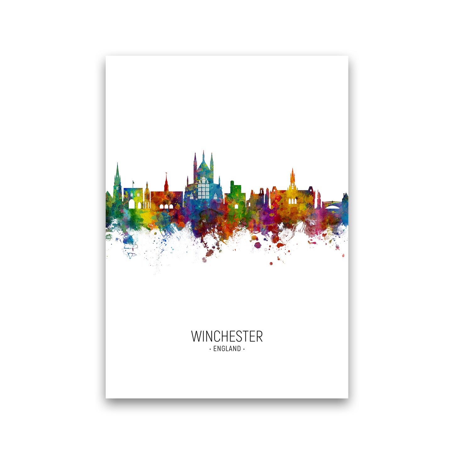 Winchester England Skyline Portrait Art Print by Michael Tompsett Print Only