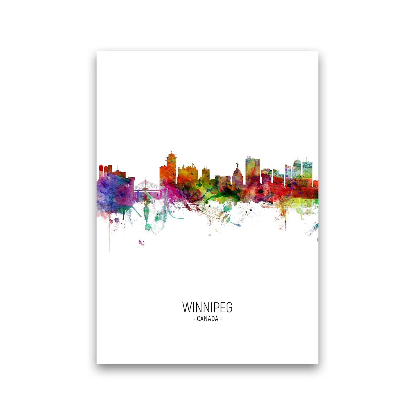 Winnipeg Canada Skyline Portrait Art Print by Michael Tompsett Print Only