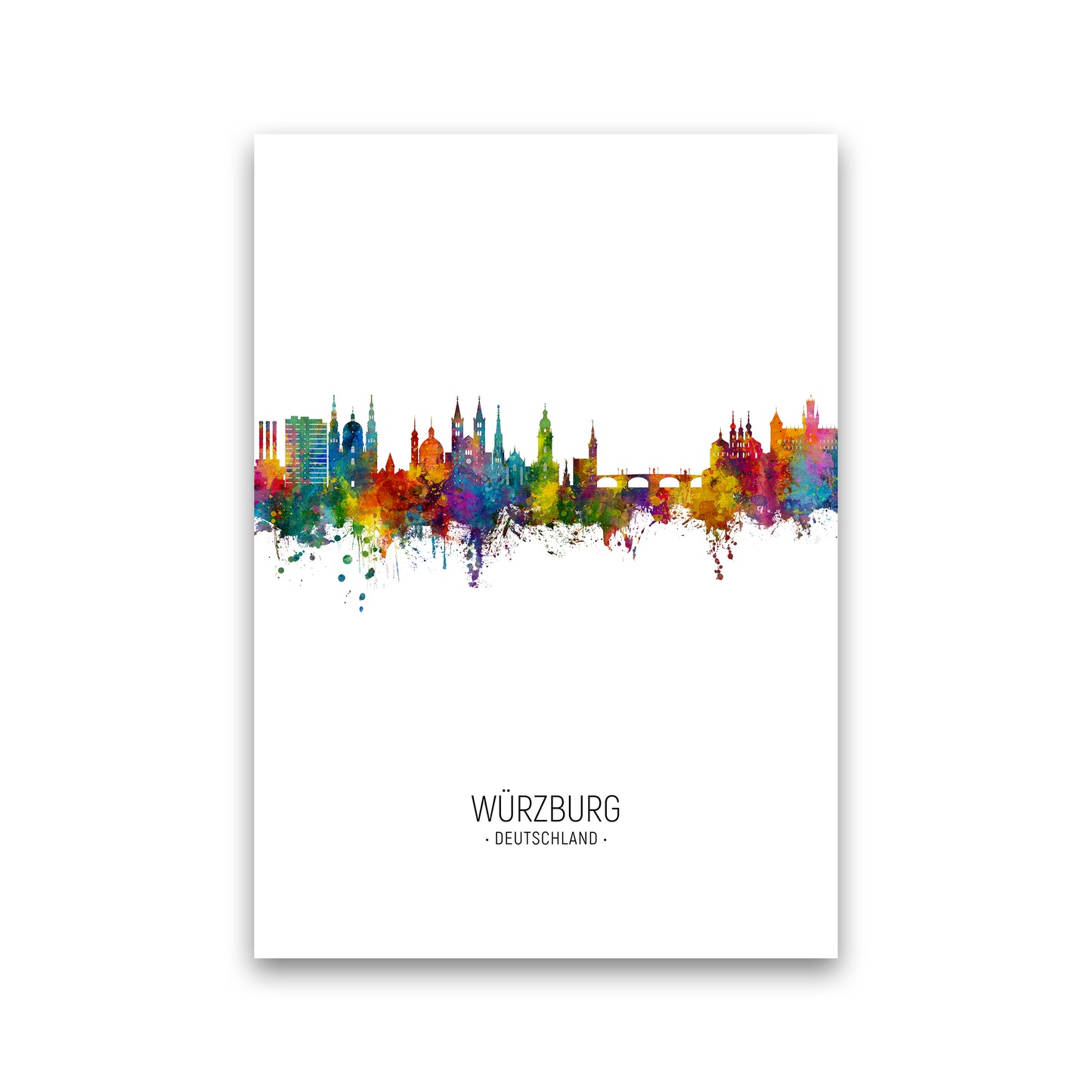 Wurzburg Deutschland Skyline Portrait Art Print by Michael Tompsett Print Only