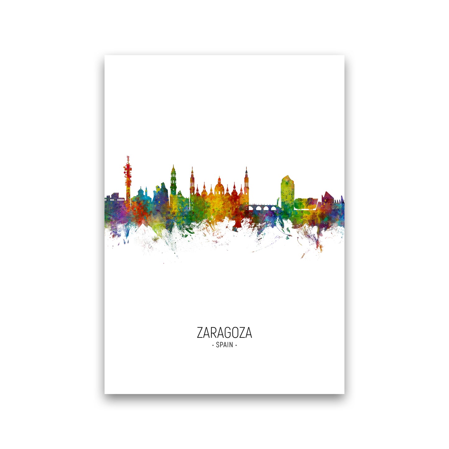 Zaragoza Spain Skyline Portrait Art Print by Michael Tompsett Print Only