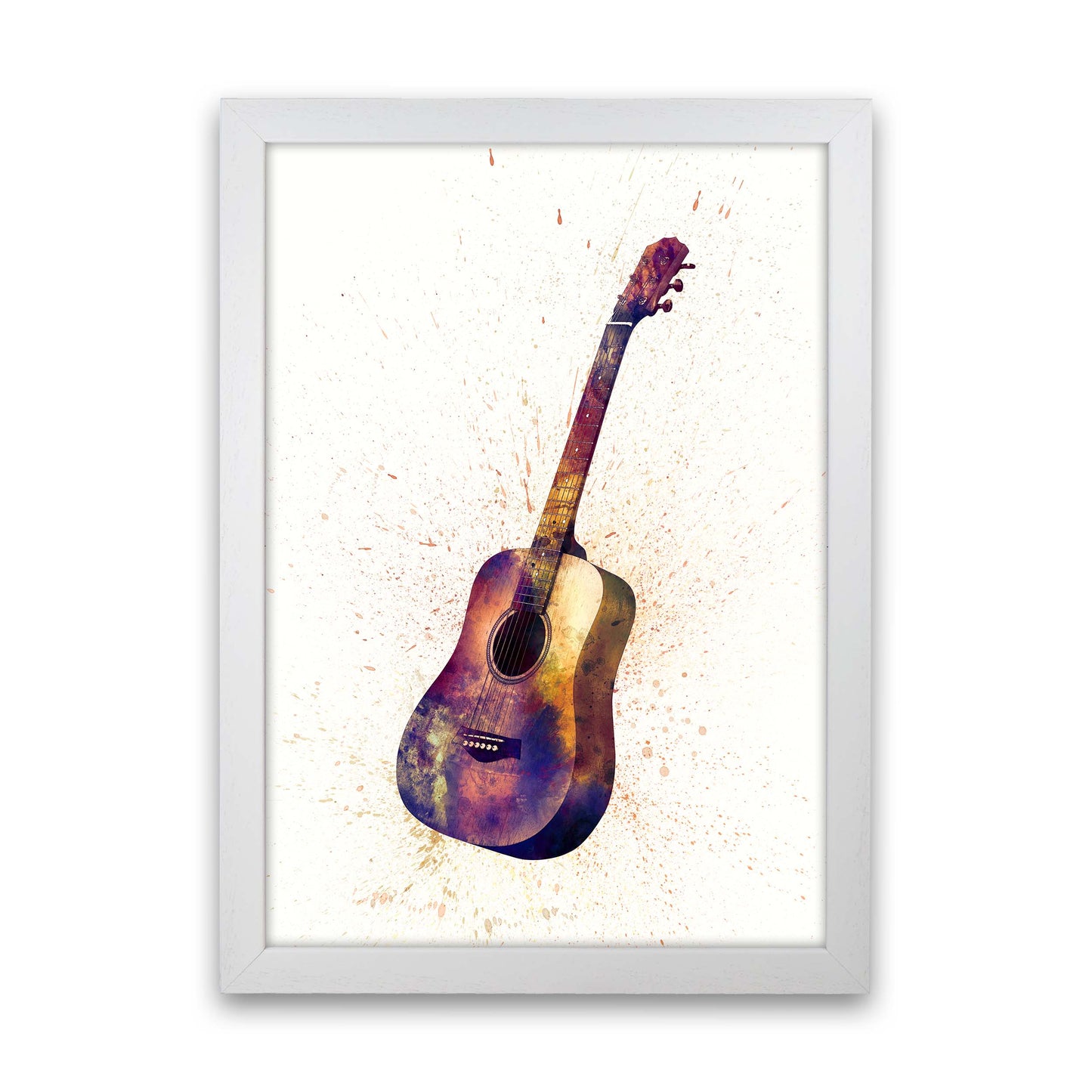 Acoustic Guitar Watercolour by Michael Tompsett White Grain