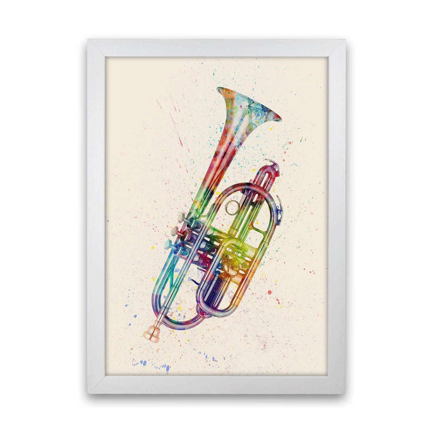 Cornet Watercolour Multi-Colour Print by Michael Tompsett White Grain