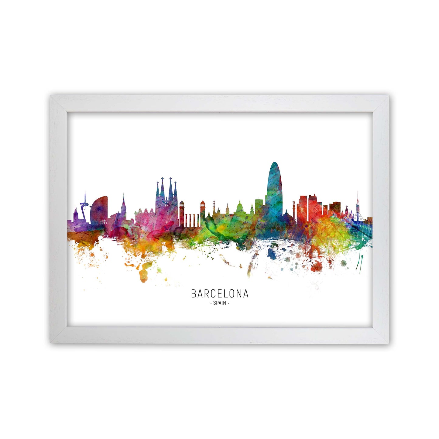 Barcelona Spain Skyline Art Print by Michael Tompsett White Grain