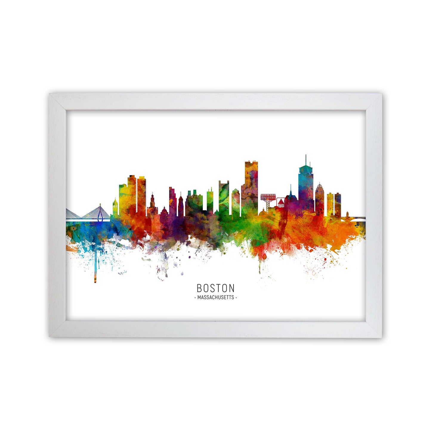 Boston Massachusetts Skyline Art Print by Michael Tompsett White Grain