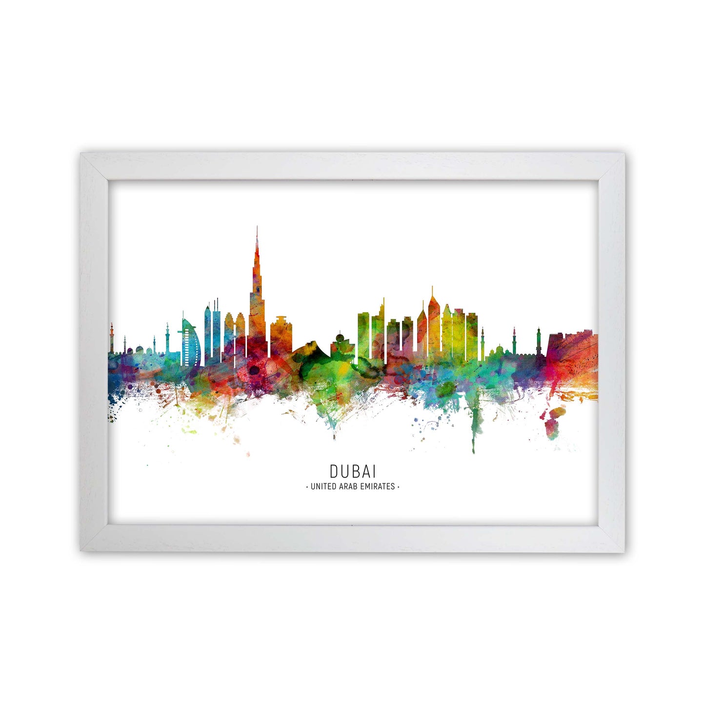 Dubai United Arab Emirates Skyline Print by Michael Tompsett White Grain