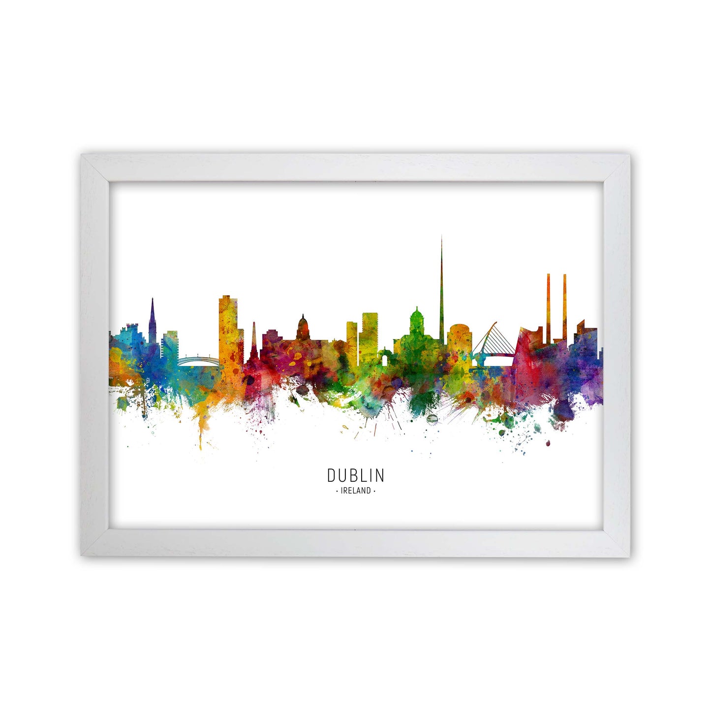 Dublin Ireland Skyline Art Print by Michael Tompsett White Grain