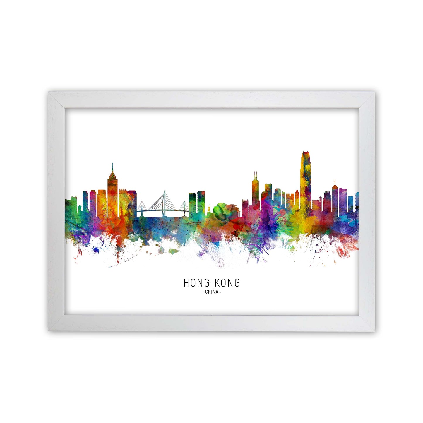 Hong Kong China Skyline Art Print by Michael Tompsett White Grain