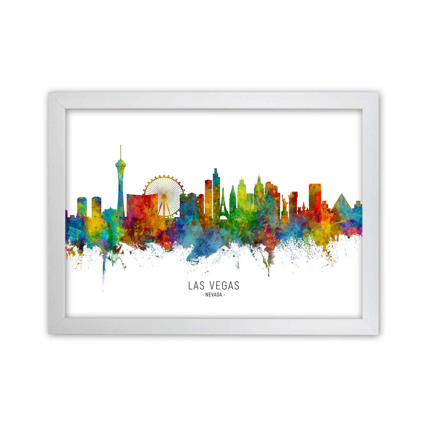 Las Vegas Nevada Skyline Art Print by Michael Tompsett White Grain