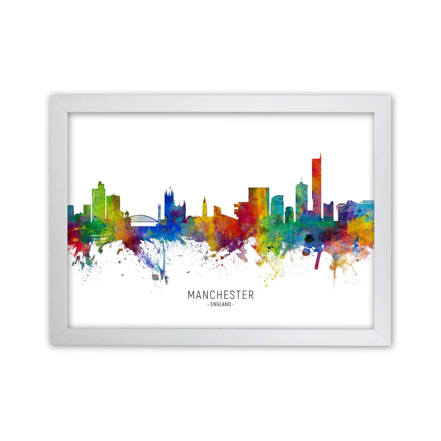 Manchester England Skyline Art Print by Michael Tompsett White Grain