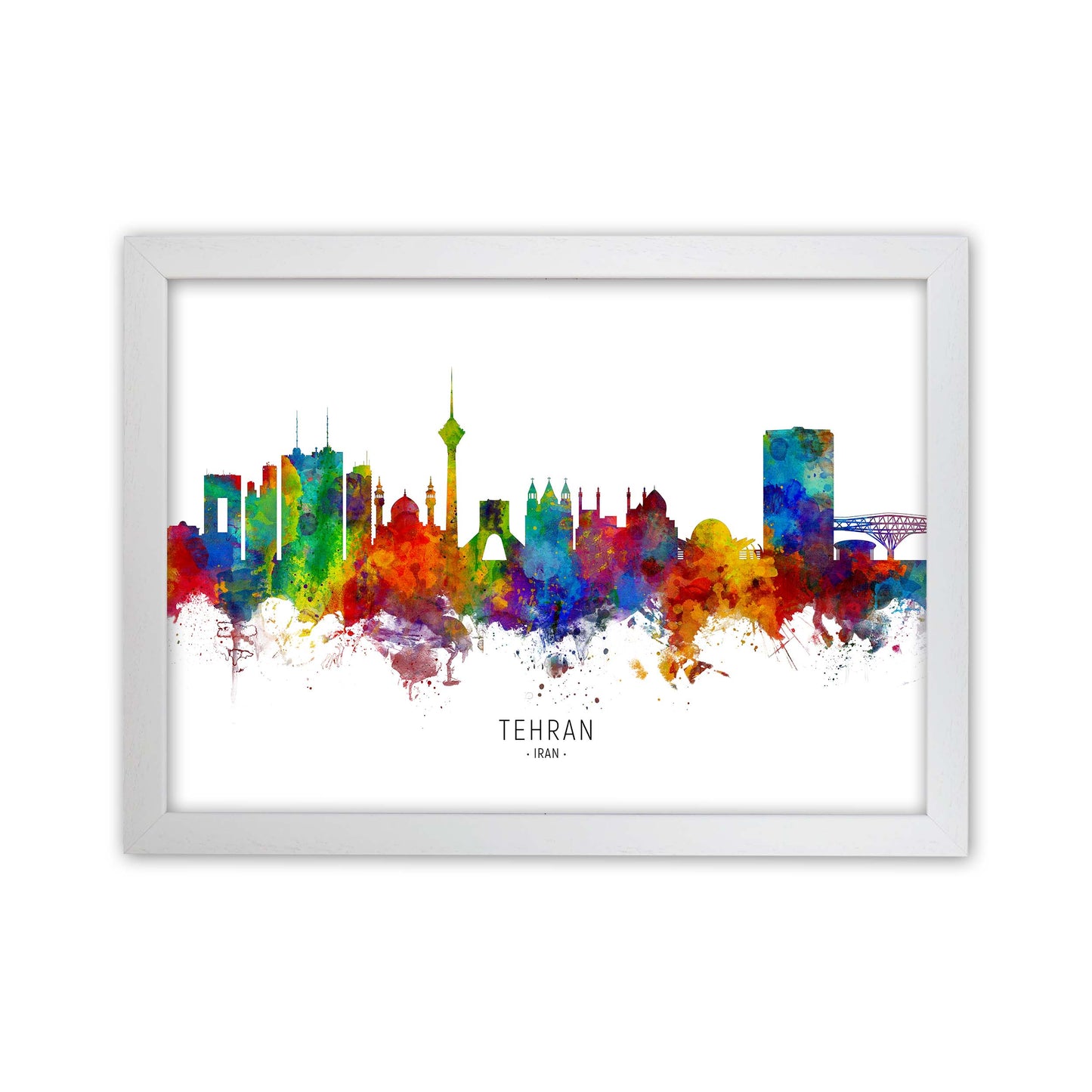 Tehran Iran Skyline Art Print by Michael Tompsett White Grain