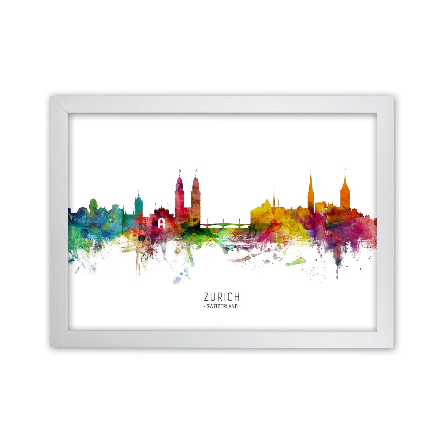 Zurich Switzerland Skyline Art Print by Michael Tompsett White Grain
