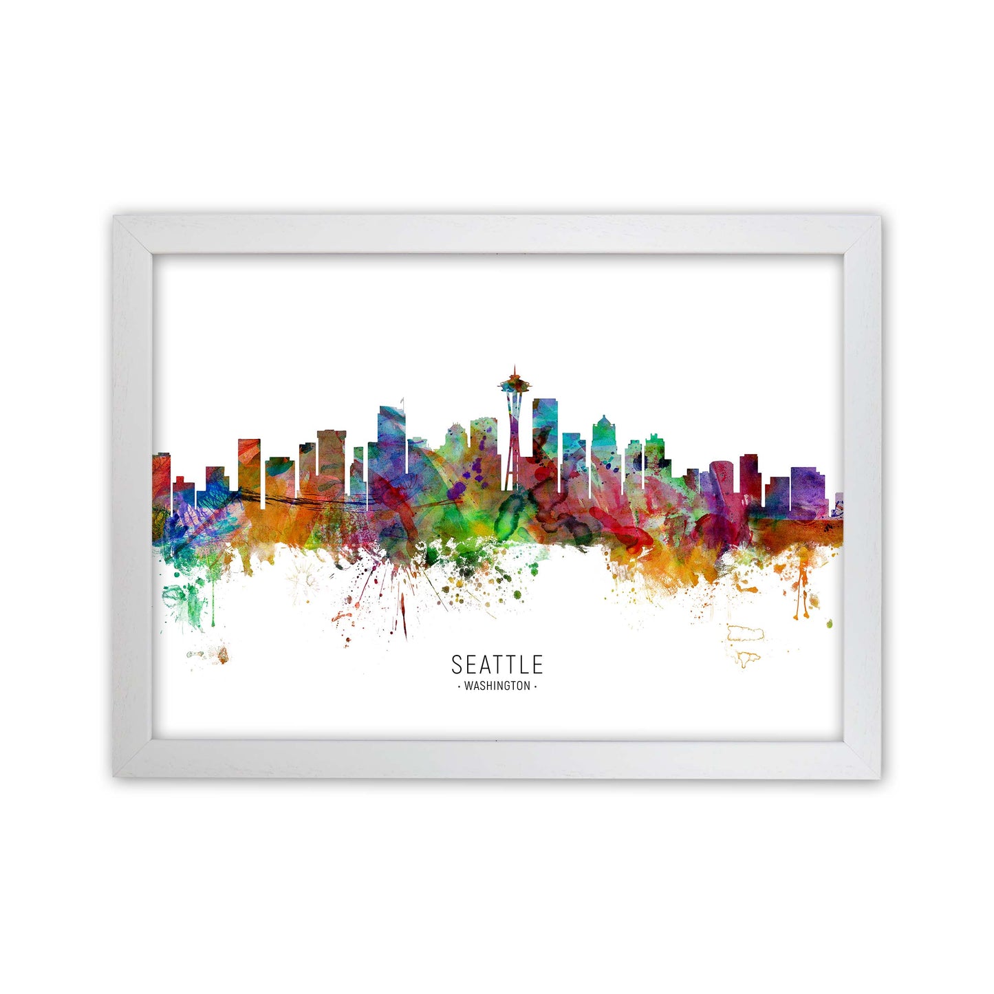 Seattle Washington Skyline Art Print by Michael Tompsett White Grain