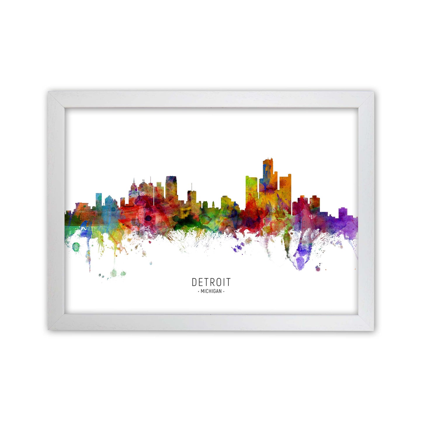 Detroit Michigan Skyline Art Print by Michael Tompsett White Grain